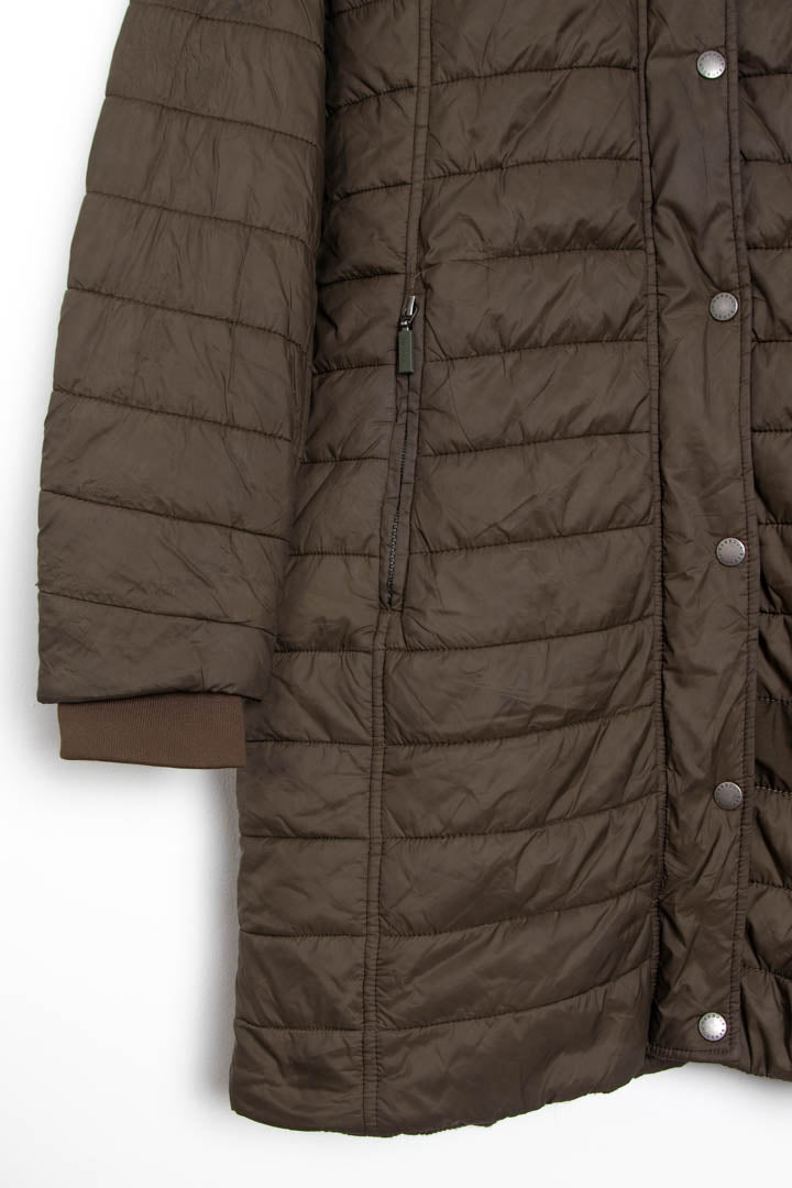 Women's Barbour Gaiter Quilted Long Line Puffer Coat (S)