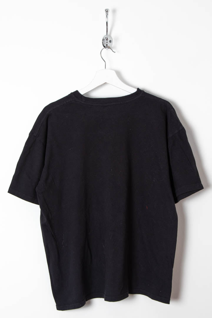 "Ride It Like You Stole It" Single Stitch Flame Graphic T-Shirt (S)