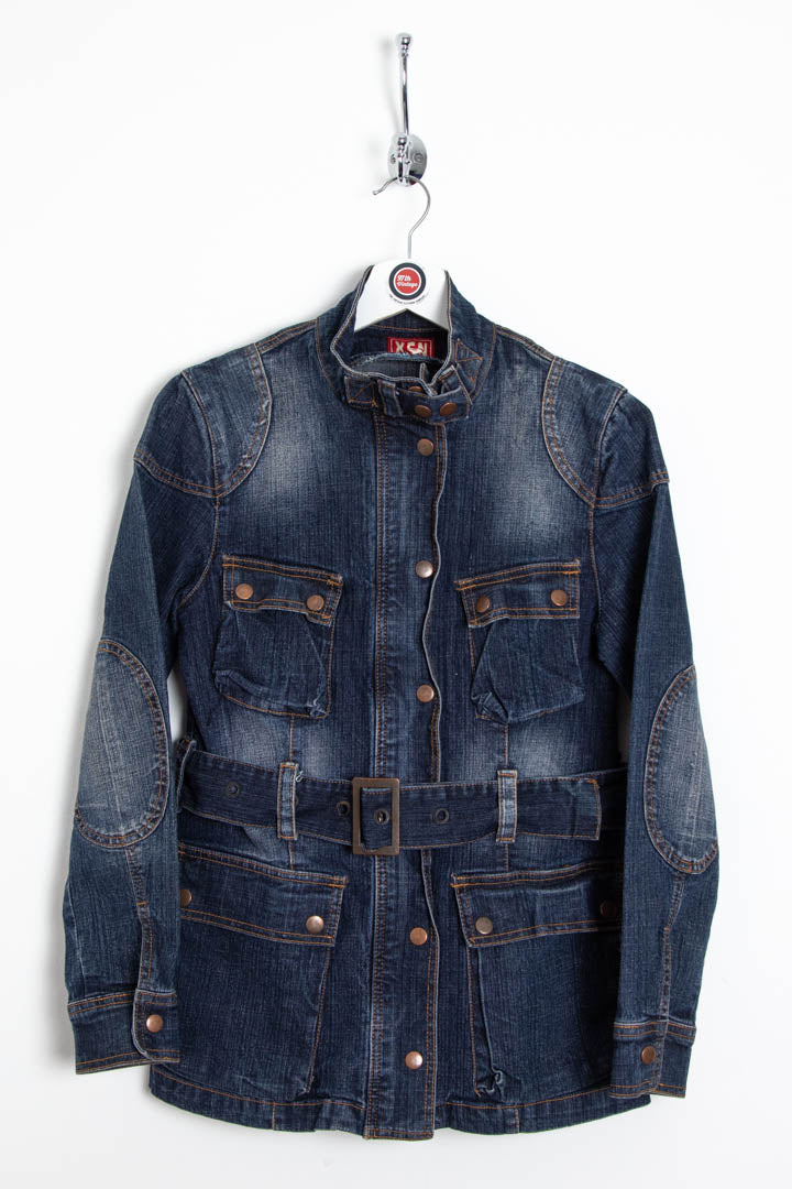 Women's Belted Denim Military Jacket (S)