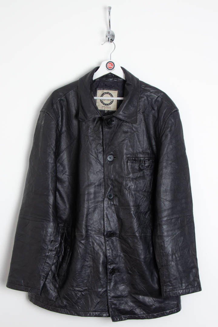 Women's Black Leather Coat (XL)