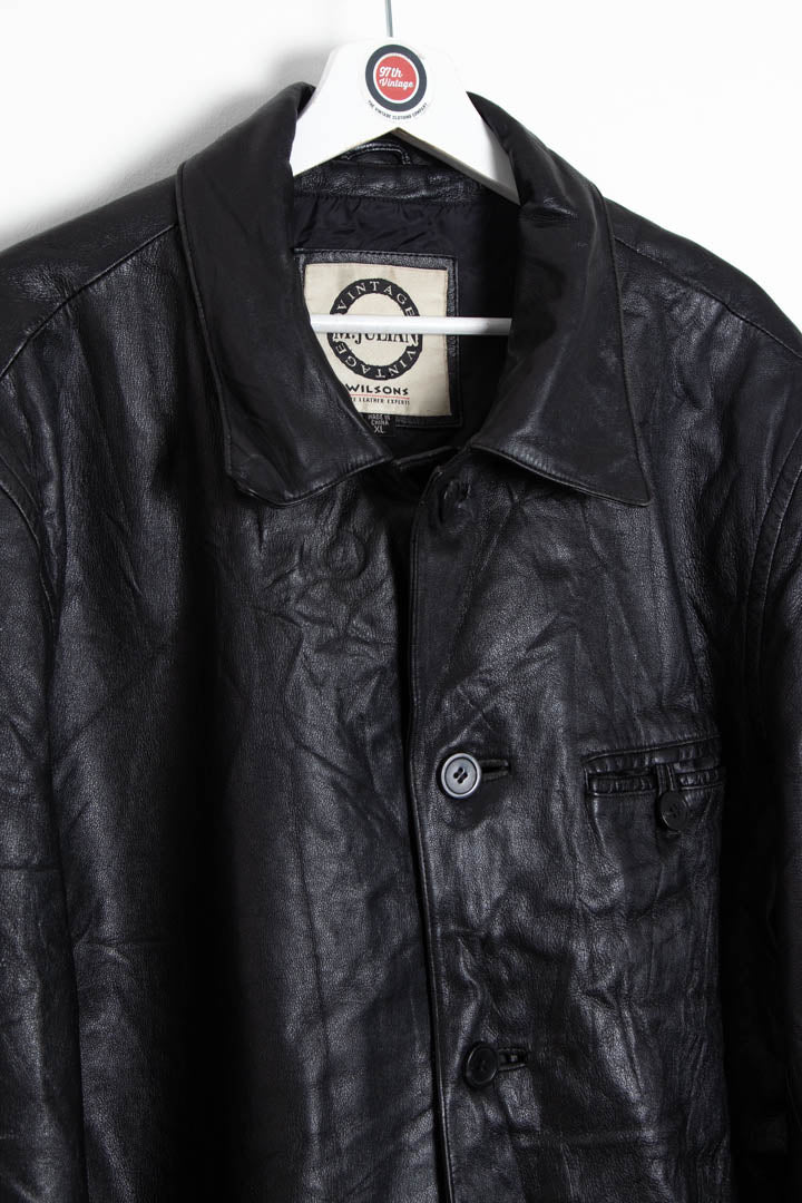 Women's Black Leather Coat (XL)