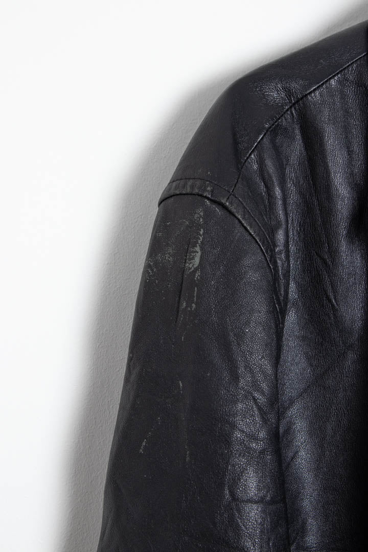 Women's Black Leather Coat (XL)